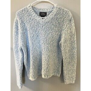 Sonoma Womens Chenille  V-Neck Sweater Blue Size Large